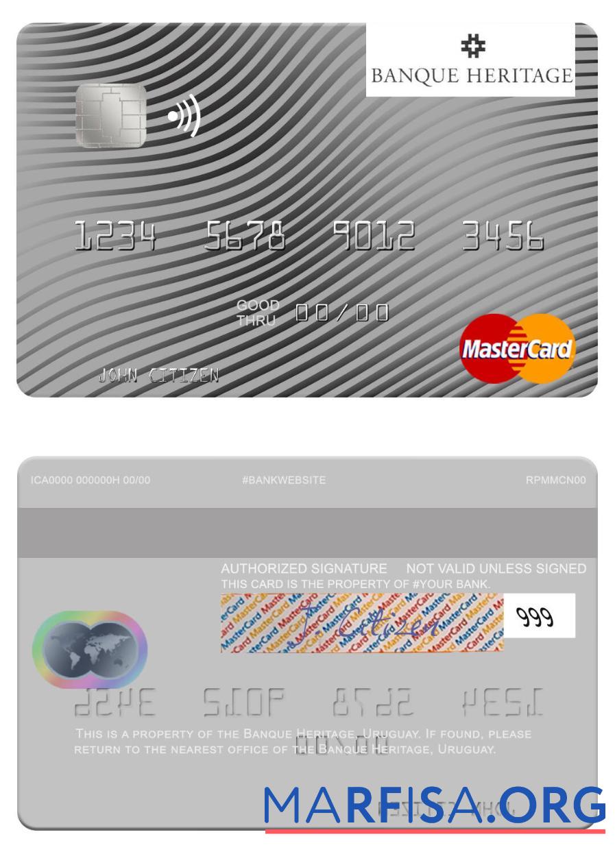 Realistic Uruguay Banque Heritage mastercard download for verification